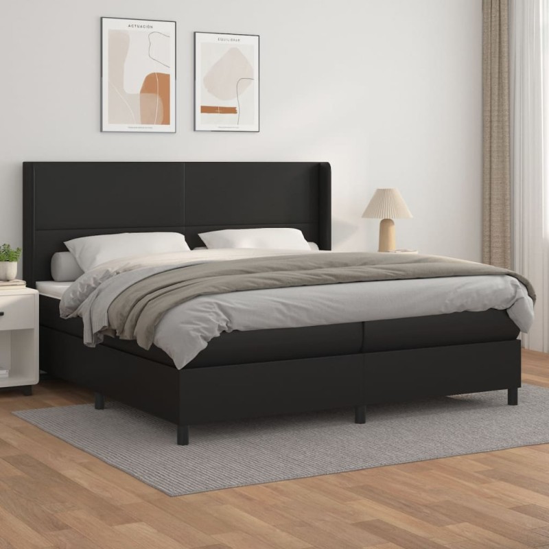 vidaXL Giroletto a Molle con Materasso Nero 200x200 cm in Similpelle