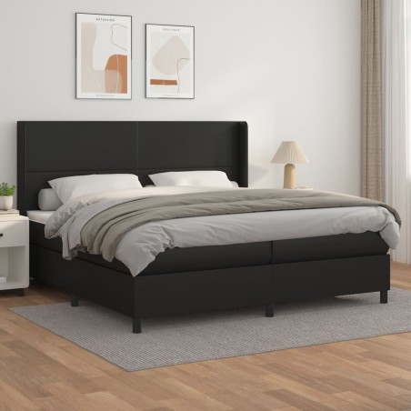 vidaXL Giroletto a Molle con Materasso Nero 200x200 cm in Similpelle