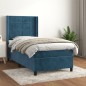 vidaXL Giroletto a Molle con Materasso Blu Scuro 100x200 cm in Velluto