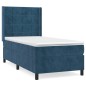 vidaXL Giroletto a Molle con Materasso Blu Scuro 100x200 cm in Velluto
