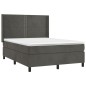 vidaXL Giroletto a Molle con Materasso Grigio Scuro 140x200 cm Velluto