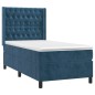 Giroletto a Molle con Materasso Blu Scuro 80x200 cm in Velluto