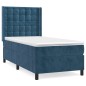 vidaXL Giroletto a Molle con Materasso Blu Scuro 100x200 cm in Velluto