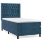 vidaXL Giroletto a Molle con Materasso Blu Scuro 100x200 cm in Velluto