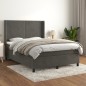 vidaXL Giroletto a Molle con Materasso Grigio Scuro 140x190 cm Velluto