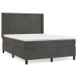vidaXL Giroletto a Molle con Materasso Grigio Scuro 140x190 cm Velluto