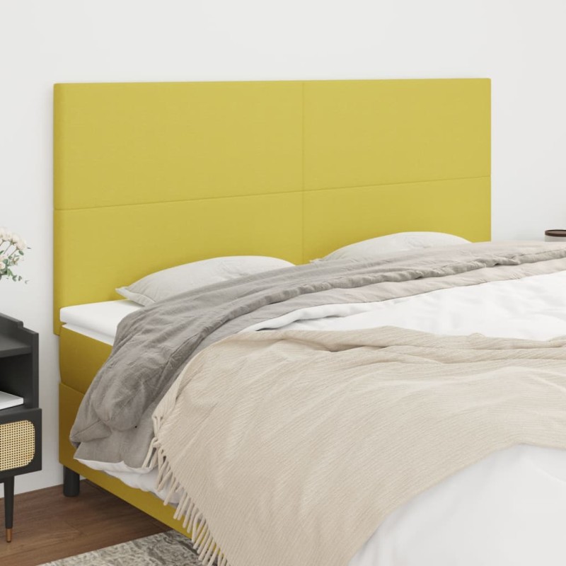 Testiera 4 pz Verde 100x5x78/88 cm in Tessuto