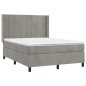 Giroletto a Molle con Materasso Grigio Chiaro 140x190cm Velluto