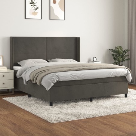 vidaXL Giroletto a Molle con Materasso Grigio Scuro 160x200 cm Velluto