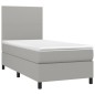 Letto a Molle Materasso e LED Grigio Chiaro 90x200 cm Tessuto Letto a Molle Materasso e LED Grigio Chiaro 90x200 cm Tessuto