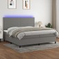 Letto a Molle Materasso e LED Grigio Scuro 200x200cm in Tessuto Letto a Molle Materasso e LED Grigio Scuro 200x200cm in Tessuto