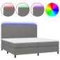 Letto a Molle Materasso e LED Grigio Scuro 200x200cm in Tessuto Letto a Molle Materasso e LED Grigio Scuro 200x200cm in Tessuto