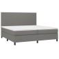 Letto a Molle Materasso e LED Grigio Scuro 200x200cm in Tessuto Letto a Molle Materasso e LED Grigio Scuro 200x200cm in Tessuto