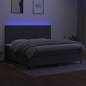 Letto a Molle Materasso e LED Grigio Scuro 200x200cm in Tessuto Letto a Molle Materasso e LED Grigio Scuro 200x200cm in Tessuto