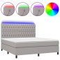 vidaXL Letto a Molle Materasso e LED Grigio Chiaro 180x200 cm Tessuto vidaXL Letto a Molle Materasso e LED Grigio Chiaro 180x200 cm Tessuto