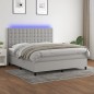 vidaXL Letto a Molle Materasso e LED Grigio Chiaro 180x200 cm Tessuto vidaXL Letto a Molle Materasso e LED Grigio Chiaro 180x200 cm Tessuto
