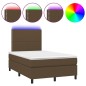 vidaXL Letto a Molle Materasso e LED Marrone Scuro 120x200 cm Tessuto vidaXL Letto a Molle Materasso e LED Marrone Scuro 120x200 cm Tessuto