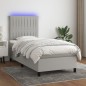 Letto a Molle Materasso e LED Grigio Chiaro 90x190 cm Tessuto Letto a Molle Materasso e LED Grigio Chiaro 90x190 cm Tessuto