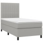 Letto a Molle Materasso e LED Grigio Chiaro 90x190 cm Tessuto Letto a Molle Materasso e LED Grigio Chiaro 90x190 cm Tessuto
