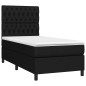Letto a Molle con Materasso e LED Nero 90x200 cm in Tessuto Letto a Molle con Materasso e LED Nero 90x200 cm in Tessuto