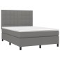 Letto a Molle Materasso e LED Grigio Scuro 140x200cm in Tessuto Letto a Molle Materasso e LED Grigio Scuro 140x200cm in Tessuto