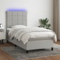 vidaXL Letto a Molle Materasso e LED Grigio Chiaro 90x190 cm Tessuto vidaXL Letto a Molle Materasso e LED Grigio Chiaro 90x190 cm Tessuto