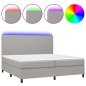 Letto a Molle Materasso e LED Grigio Chiaro 200x200 cm Tessuto Letto a Molle Materasso e LED Grigio Chiaro 200x200 cm Tessuto