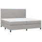 Letto a Molle Materasso e LED Grigio Chiaro 200x200 cm Tessuto Letto a Molle Materasso e LED Grigio Chiaro 200x200 cm Tessuto