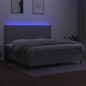 Letto a Molle Materasso e LED Grigio Chiaro 200x200 cm Tessuto Letto a Molle Materasso e LED Grigio Chiaro 200x200 cm Tessuto