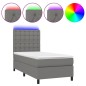 Letto a Molle Materasso e LED Grigio Scuro 90x200 cm in Tessuto Letto a Molle Materasso e LED Grigio Scuro 90x200 cm in Tessuto