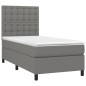 Letto a Molle Materasso e LED Grigio Scuro 90x200 cm in Tessuto Letto a Molle Materasso e LED Grigio Scuro 90x200 cm in Tessuto