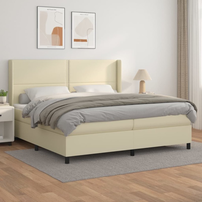 Giroletto a Molle con Materasso Crema 200x200 cm in Similpelle