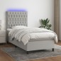 Letto a Molle Materasso e LED Grigio Chiaro 90x190 cm Tessuto Letto a Molle Materasso e LED Grigio Chiaro 90x190 cm Tessuto