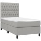 Letto a Molle Materasso e LED Grigio Chiaro 90x190 cm Tessuto Letto a Molle Materasso e LED Grigio Chiaro 90x190 cm Tessuto
