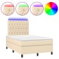 vidaXL Letto a Molle con Materasso e LED Crema 120x200cm in Tessuto