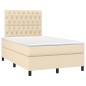 vidaXL Letto a Molle con Materasso e LED Crema 120x200cm in Tessuto