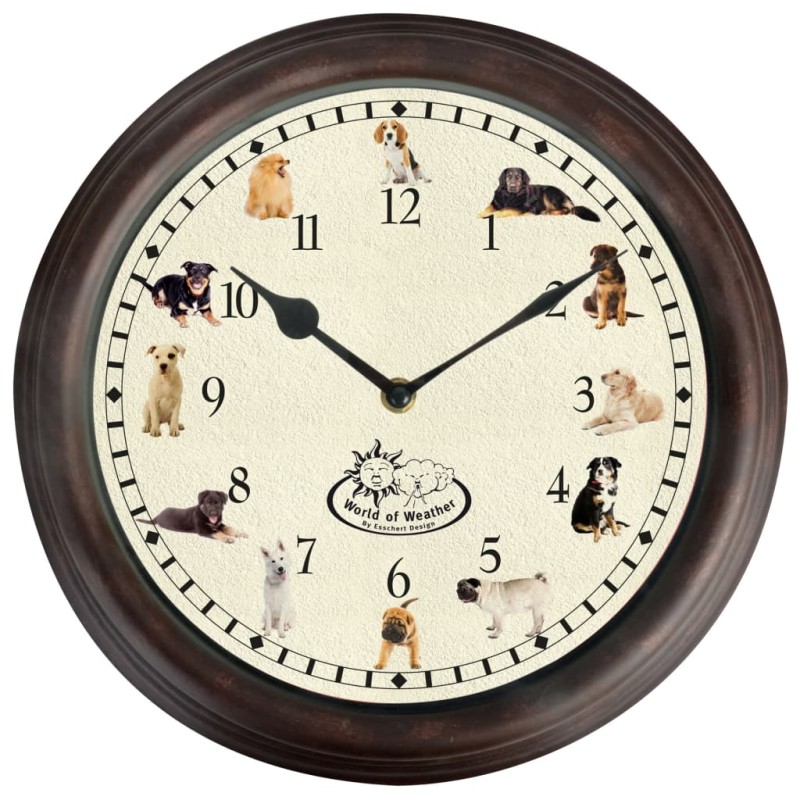 Esschert Design Orologio con Decorazioni e Suoni a Tema Cane Esschert Design Orologio con Decorazioni e Suoni a Tema Cane