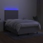 Letto a Molle Materasso e LED Grigio Chiaro 120x200 cm Tessuto Letto a Molle Materasso e LED Grigio Chiaro 120x200 cm Tessuto