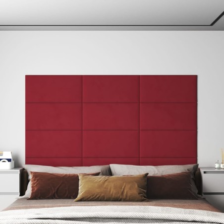 Pannelli Murali 12 pz Rosso Vino 60x30 cm in Velluto 2,16 m²
