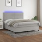 Letto a Molle Materasso e LED Grigio Chiaro 180x200 cm Tessuto Letto a Molle Materasso e LED Grigio Chiaro 180x200 cm Tessuto