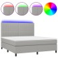 Letto a Molle Materasso e LED Grigio Chiaro 180x200 cm Tessuto Letto a Molle Materasso e LED Grigio Chiaro 180x200 cm Tessuto