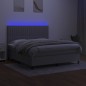 Letto a Molle Materasso e LED Grigio Chiaro 180x200 cm Tessuto Letto a Molle Materasso e LED Grigio Chiaro 180x200 cm Tessuto