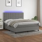 Letto a Molle Materasso e LED Grigio Scuro 180x200cm in Tessuto Letto a Molle Materasso e LED Grigio Scuro 180x200cm in Tessuto