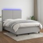 Letto a Molle Materasso e LED Grigio Chiaro 140x190 cm Tessuto Letto a Molle Materasso e LED Grigio Chiaro 140x190 cm Tessuto