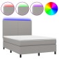 Letto a Molle Materasso e LED Grigio Chiaro 140x190 cm Tessuto Letto a Molle Materasso e LED Grigio Chiaro 140x190 cm Tessuto