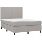 Letto a Molle Materasso e LED Grigio Chiaro 140x190 cm Tessuto Letto a Molle Materasso e LED Grigio Chiaro 140x190 cm Tessuto