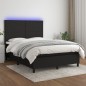 Letto a Molle con Materasso e LED Nero 140x190 cm in Tessuto Letto a Molle con Materasso e LED Nero 140x190 cm in Tessuto