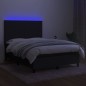 Letto a Molle con Materasso e LED Nero 140x190 cm in Tessuto Letto a Molle con Materasso e LED Nero 140x190 cm in Tessuto