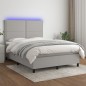 Letto a Molle Materasso e LED Grigio Chiaro 140x200 cm Tessuto Letto a Molle Materasso e LED Grigio Chiaro 140x200 cm Tessuto