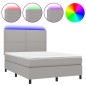 Letto a Molle Materasso e LED Grigio Chiaro 140x200 cm Tessuto Letto a Molle Materasso e LED Grigio Chiaro 140x200 cm Tessuto